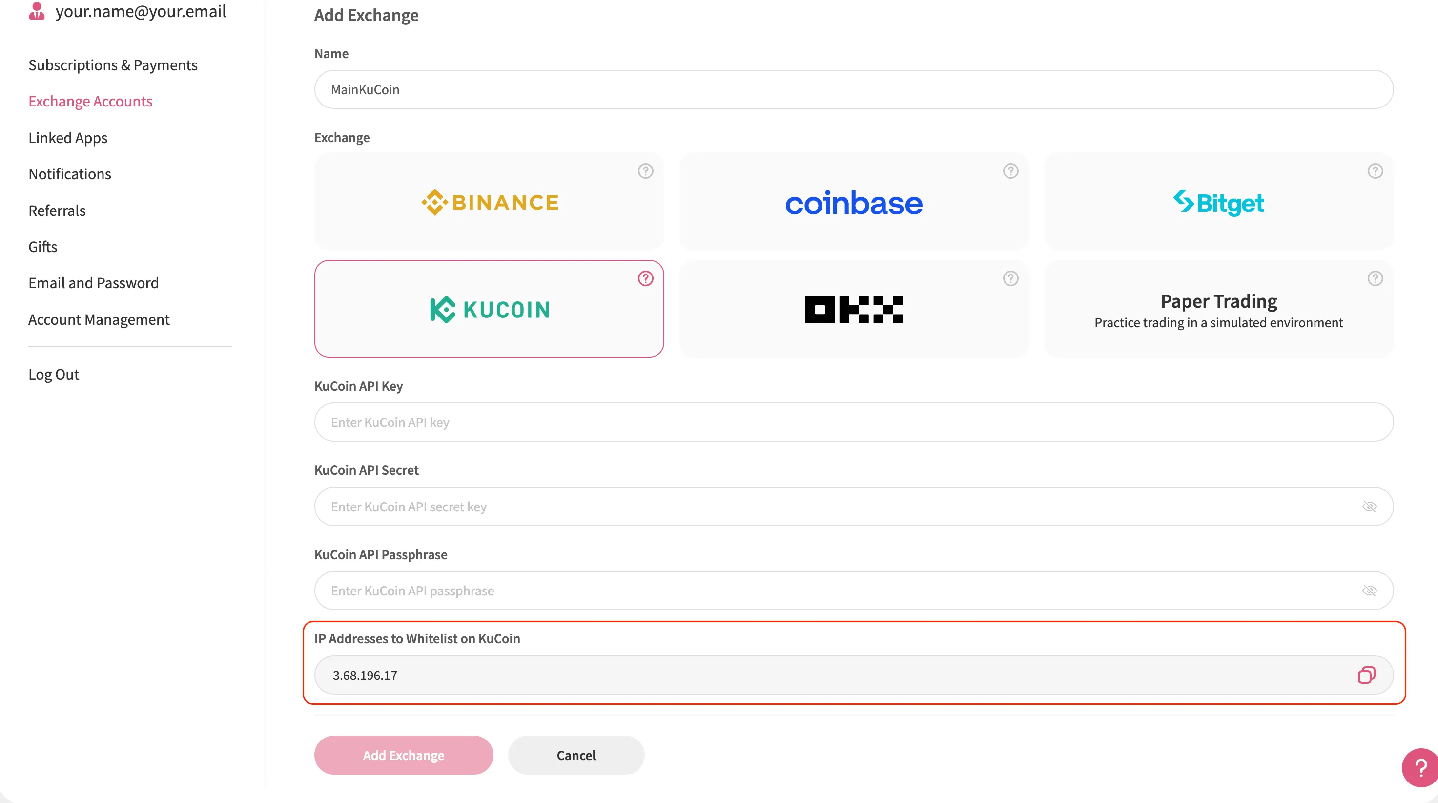 The Jellydator platform with the trusted IPs highlighted.