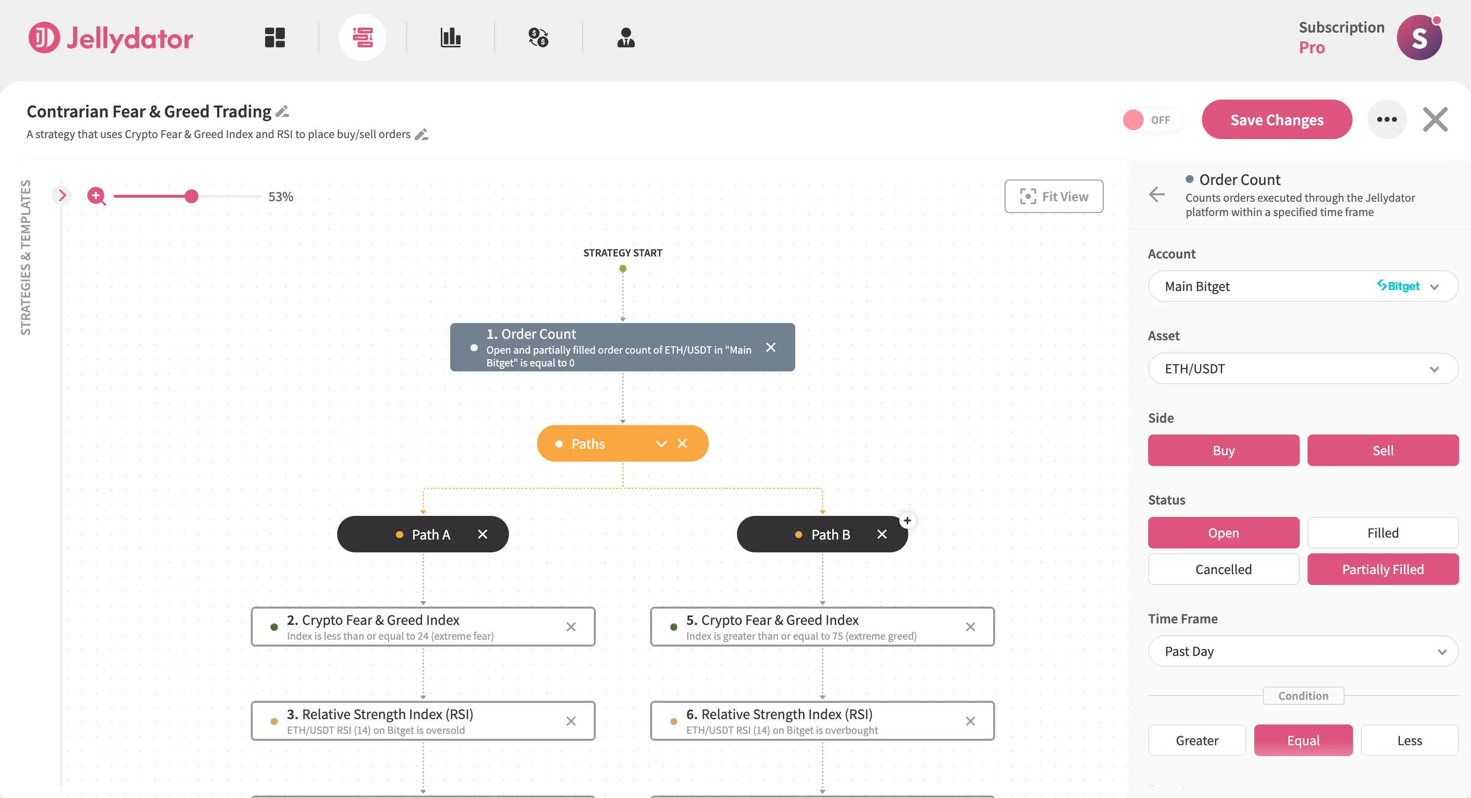 The Jellydator editor with an Order Count step.