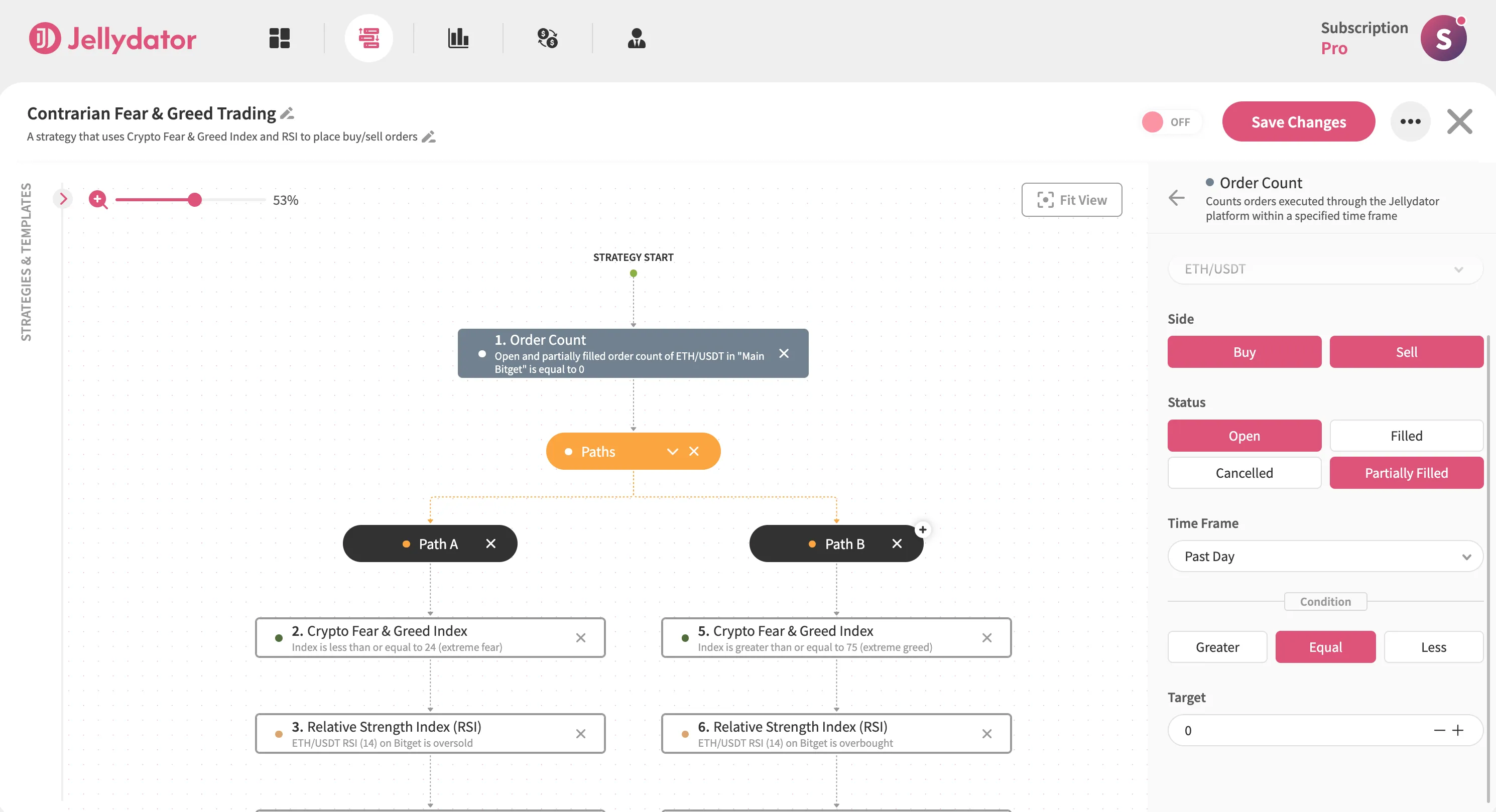 The Jellydator editor with the Condition section of an Order Count step.