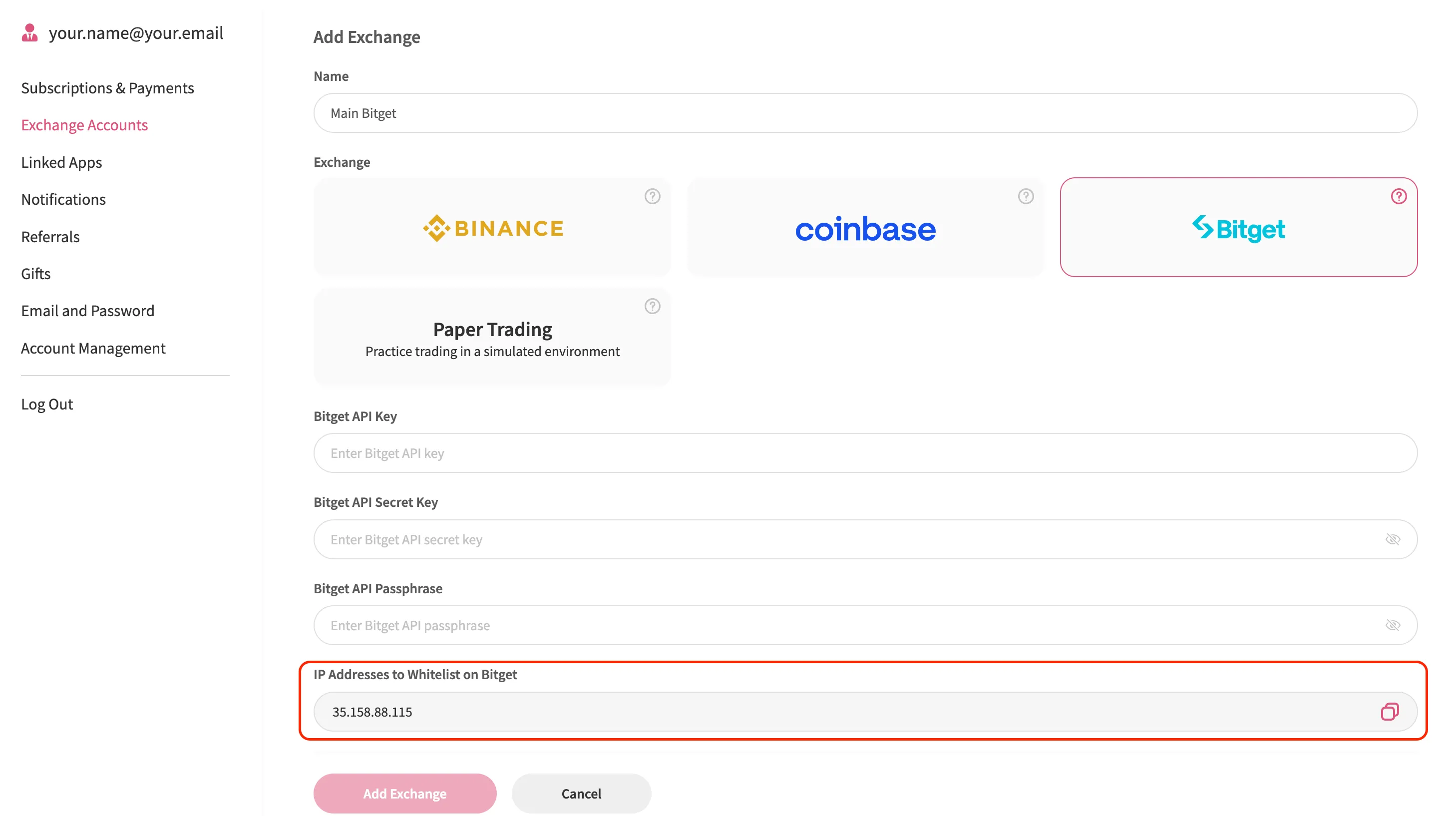 An image of the Jellydator platform with the trusted IP addresses highlighted.