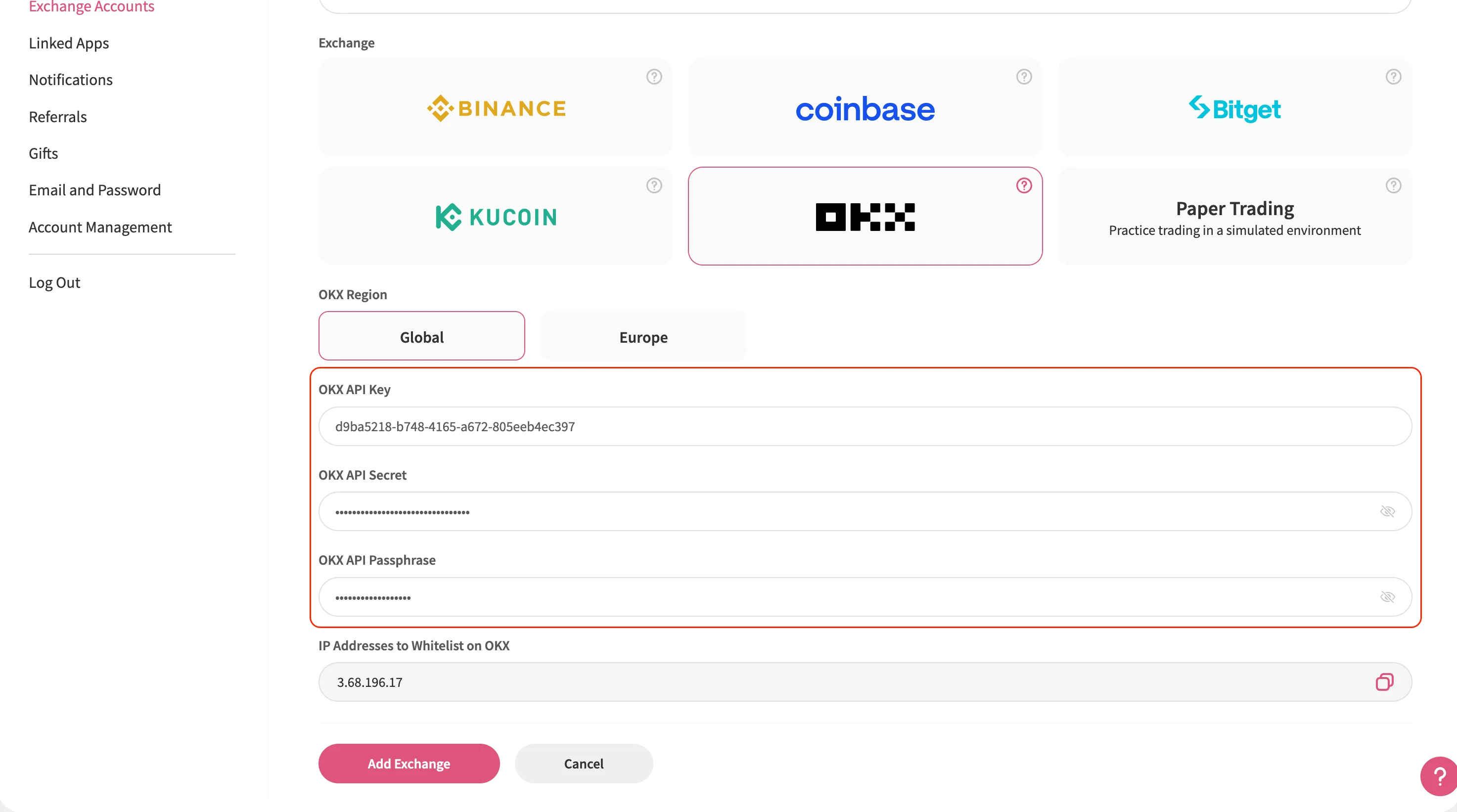 The Jellydator platform with the API details highlighted.