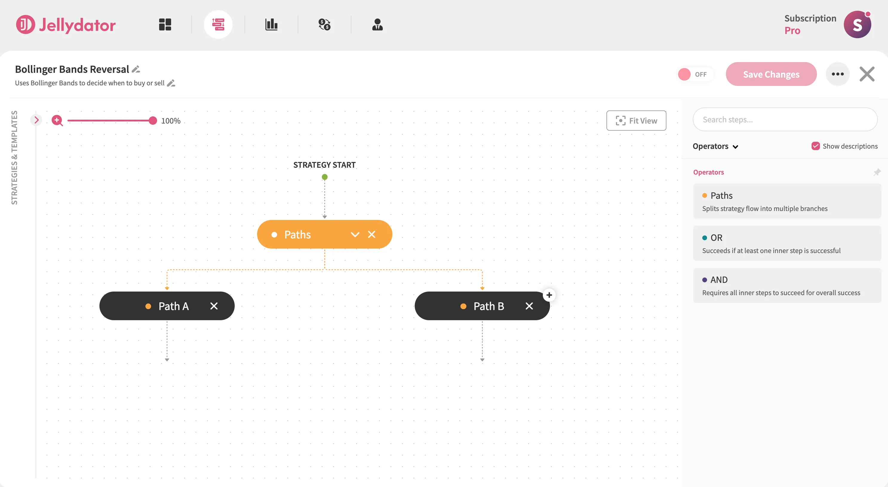 An image of the Jellydator editor with the Paths step.