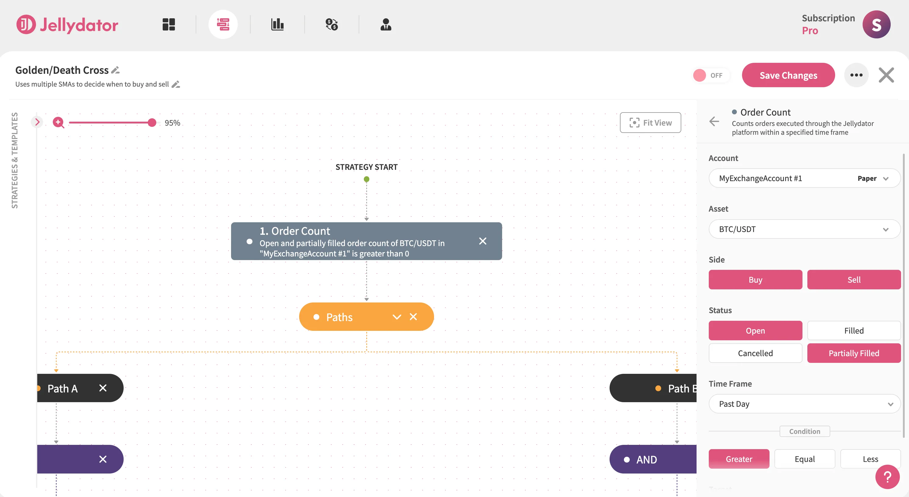 The Jellydator platform with an order count step.