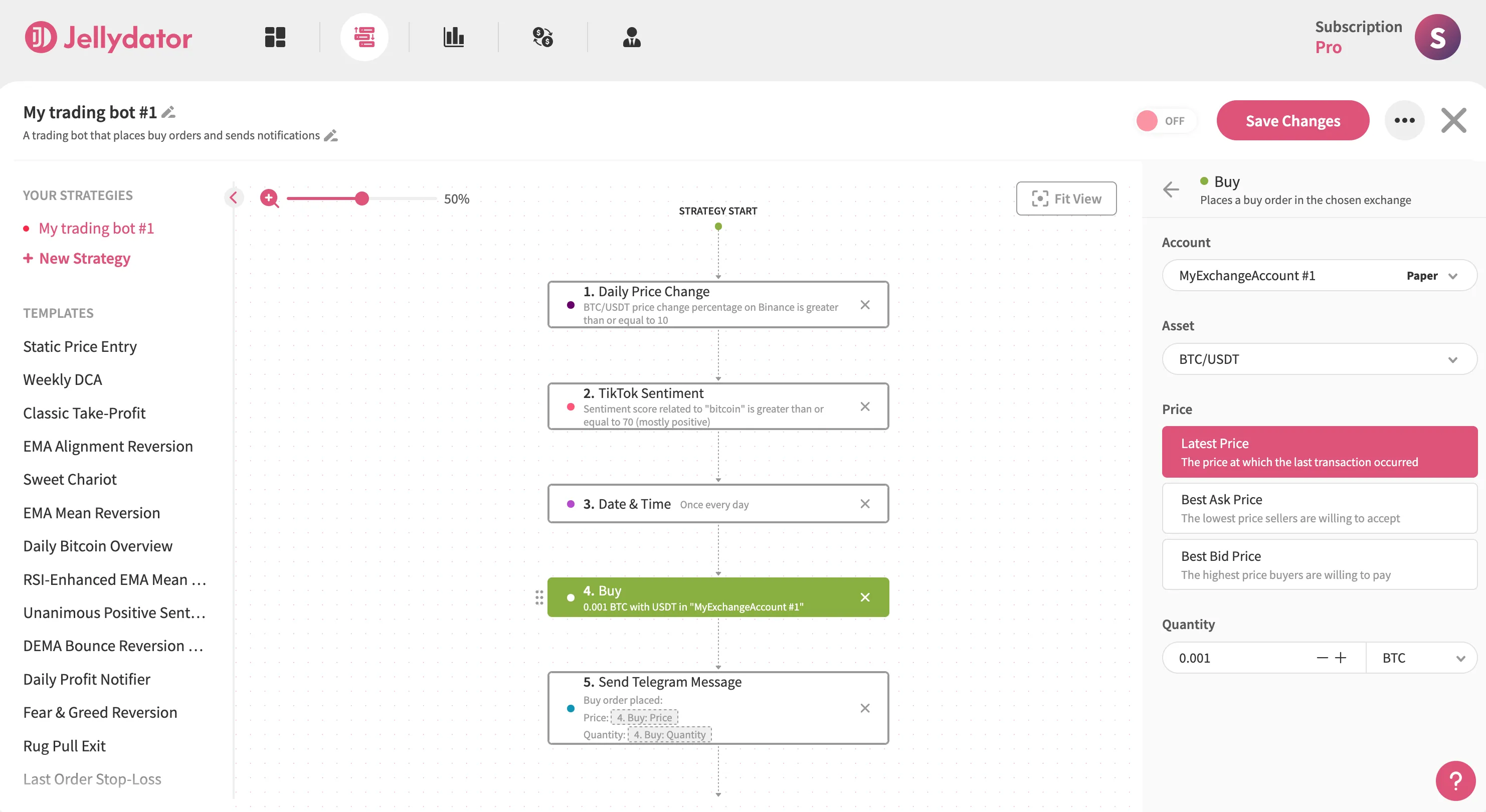 Jellydator's website with bot configuration interface.