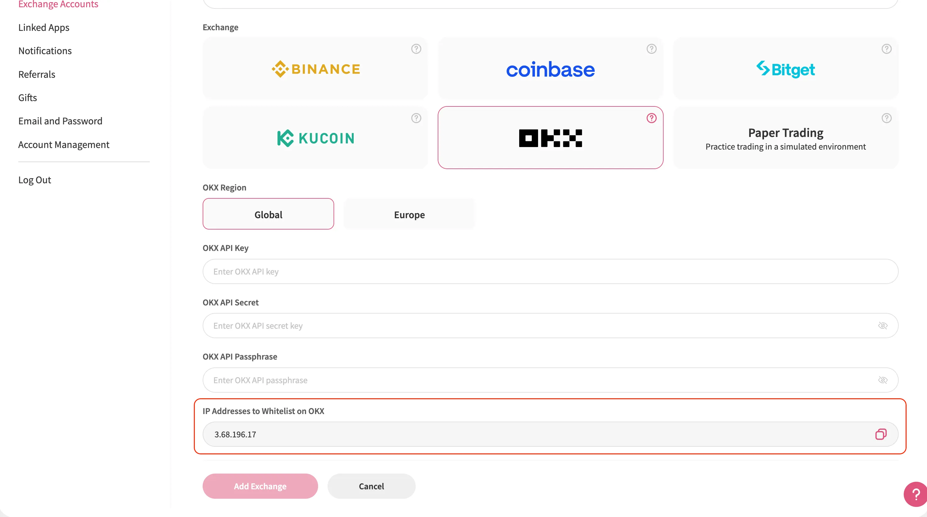 The Jellydator platform with the trusted IPs highlighted.